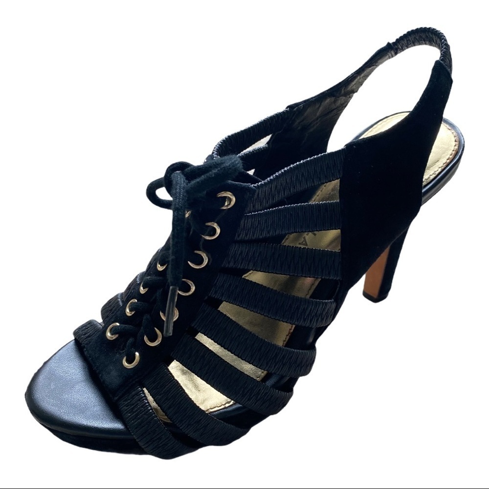 Antonio Melani Black‎ Lace Up Peep-Toe Heel